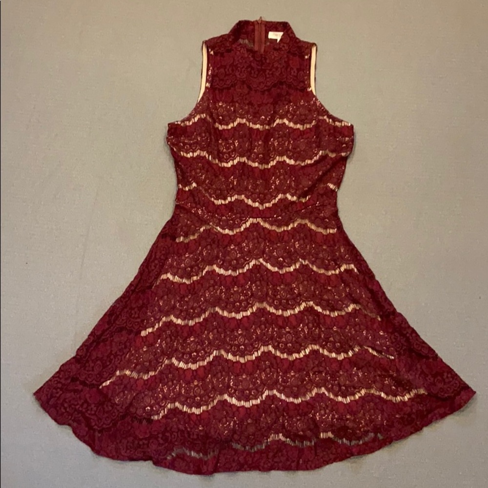 Burgundy/Wine Red Lace Skater Dress - WORN ONCE